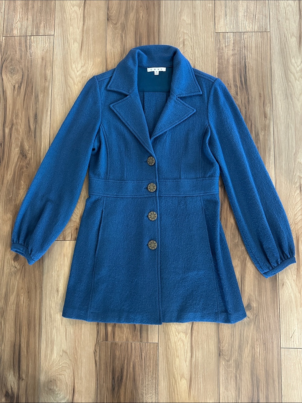 Women’s Teal Blue Wool-Blend Single-Breasted Coat